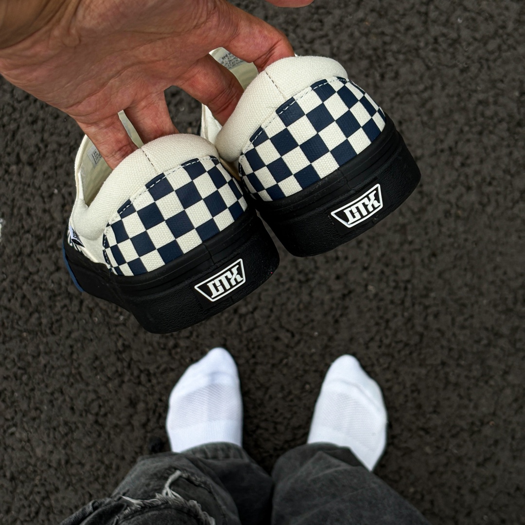 Adidas Shoes Superstar - Сине-белые слипоны в клетку, черная подошва,
